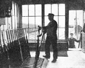 A MANUALLY-OPERATED SIGNAL BOX on the Royal Albert Dock Railway