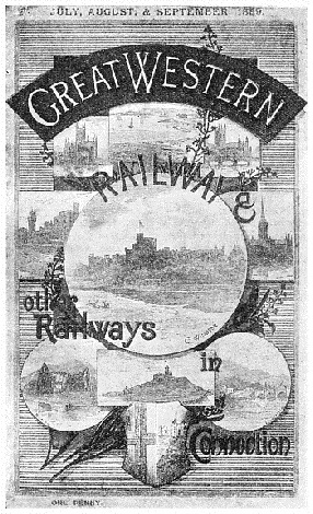 PLACES OF INTEREST are depicted on the cover of this Great Western Railway time-table for the summer of 1889