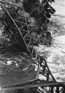 The old bridge falls into the Salmon River