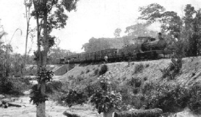 A LOCAL TRAIN passing over the completed Pimmi Bridge on the extension north of Lagos