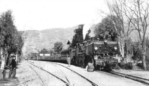 A BEYER-GARRATT locomotive of the 4-8-2 + 2-8-4 wheel arrangement hauling a heavy train on the Algerian Railways