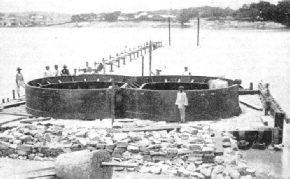 THE WELL CURB of a pier on the Niger Bridge which now carries the railway across the famous Niger River