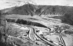 THE FORMIDABLE MOUNTAIN BARRIER through which the Simplon Tunnel had to be driven