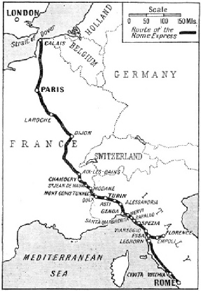 The route of the "Rome Express"