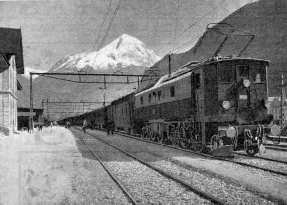 Electric Train on the St. Gotthard Line at Erstfeld