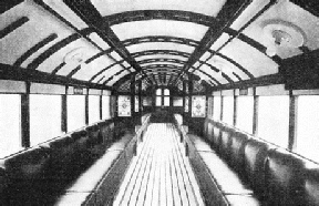 An interior view of one of the converted carriages on the Glasgow District Subway