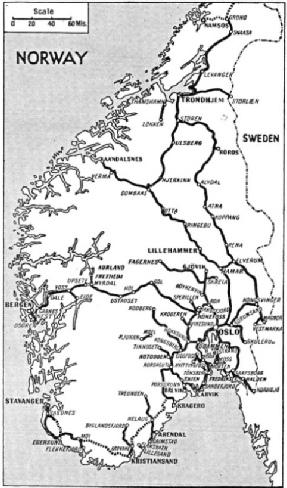 FROM COAST TO COAST the Norwegian railway network penetrates the mountain barriers