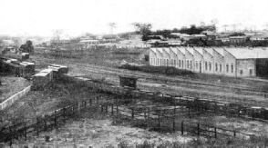 A general view of Kumasi, the northernmost point of the railway, showing the railway sidings