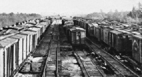 A railway yard at Coquitlam after a torrent has swept through it