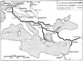 SERVICES FROM CALAIS TO THE EAST are run by the International Sleeping Car Company